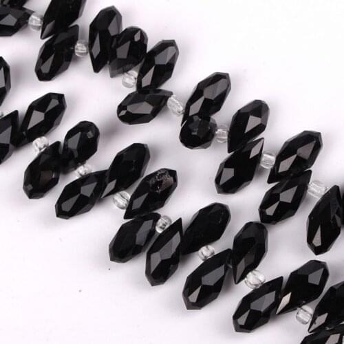 Sale Price 490pcs 6mm x 12mm Black Color Briolette Pendants Waterdrop Crystal Glass Jewelry Loose Teardrop Beads DIY