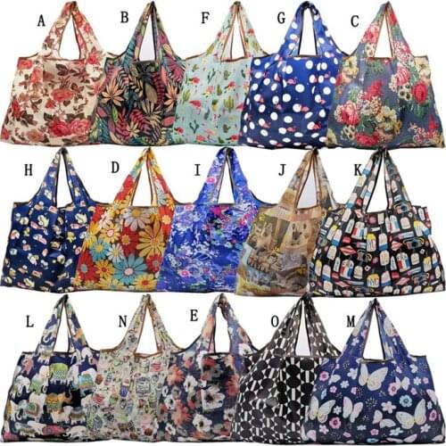 Shopping Bag Floral Print Large Capacity Multipurpose Foldable Storage Bag for Shopping Travel