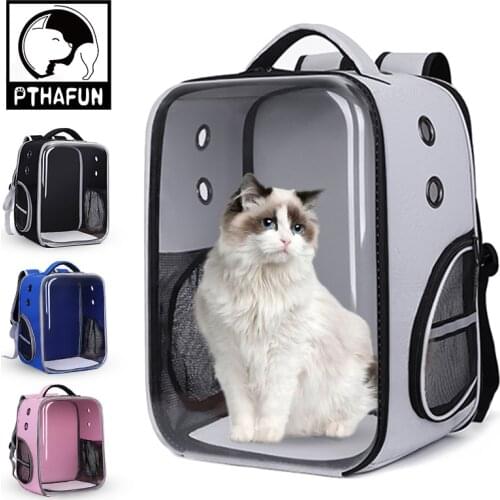 Pet Cat Carrier Bag Cat Carrier Backpack Square Outdoor Carry Travel Pet Bags Breathable Transparent Cats Double Shoulderbag