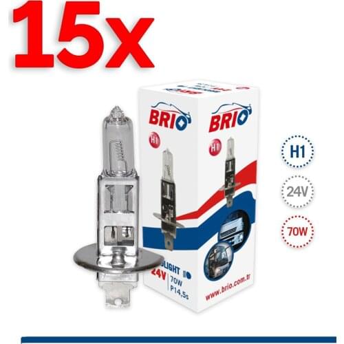 15pcs H1 70W 24V Super Bright Lights Halogen Bulb High Power Car Headlights Lamp Car Light Source Brio High Quality