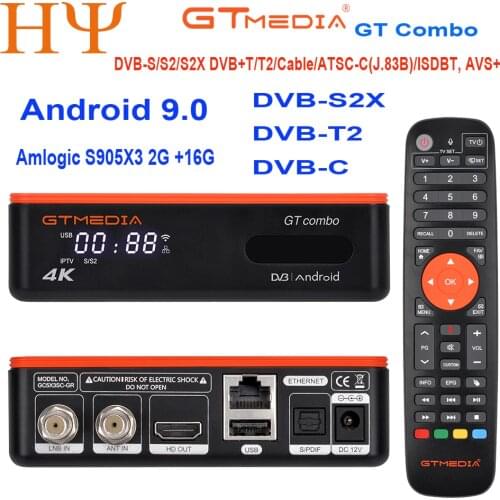 5PC/LOT GTMedia GT Combo DVB-S2/T2/C Android 9.0 TV BOX Amlogic S905X3 4K Satellite Receiver 2GB 16GB 2.4G/5G WiFi BT4.1