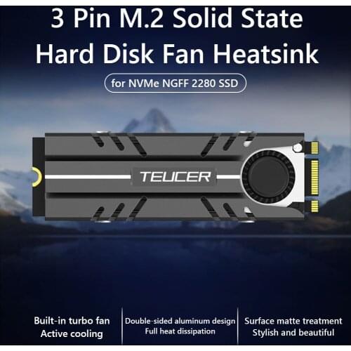 Solid State Hard Disk Fan Heatsink 3 Pin M.2 For TEUCER Silicone Thermal Pads Cooler Heat Radiator for PCIE NVMe NGFF 2280 SSD