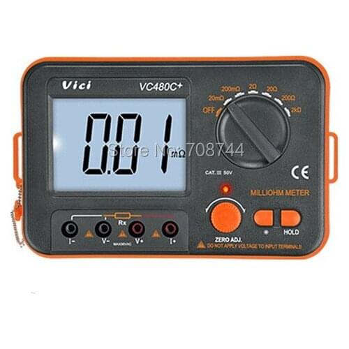 VC480C+ 3 1/2 Digital Milli-ohm Meter Multimeter 4 Wire Test Accuracy Backlight