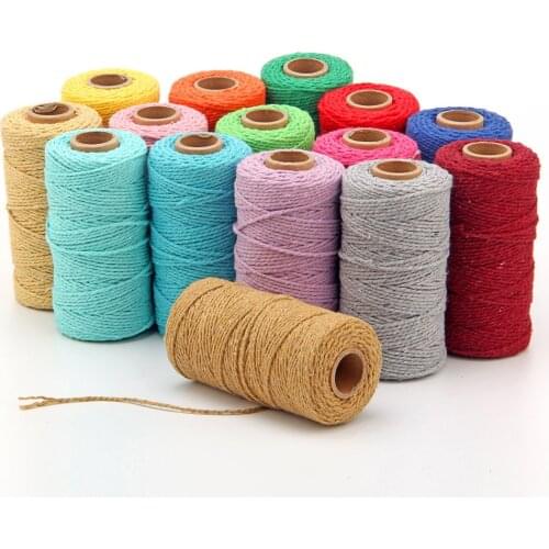 100% Cotton Rope Colorful Twine Macrame Cord String Thread For Party Wedding Decoration Accessory DIY Cord 2mm