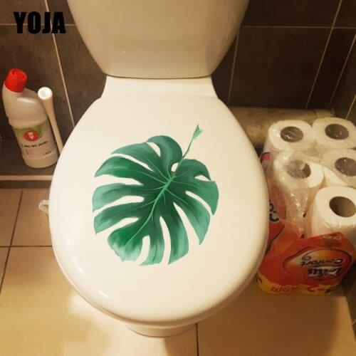 YOJA 17.7*21.1CM Green Leaves Plant WC Toilet Decoration Home Living Room Wall Sticker Decal T1-0892