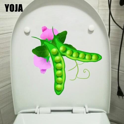 YOJA 21.3*18.1CM Pea Purple Flower Cartoon Room Wall Sticker Creative Bathroom Toilet Decor T1-0747