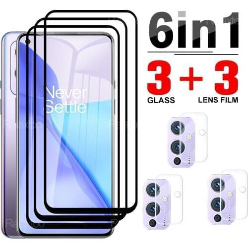 6 in 1 For Oneplus 9 9R 8T Tempered Protector Screen Full Cover Film On One Plus 9 8 T R For Oneplus9 Phone Clear Camera Glass