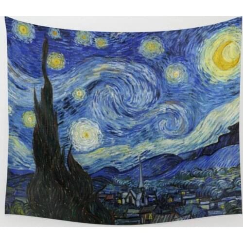 Starry Night By Vincent Van Gogh Tapestry Wall Hanging Tapestries Bedspread Bedding Towel Throw Sheet Personalized Yoga Mat