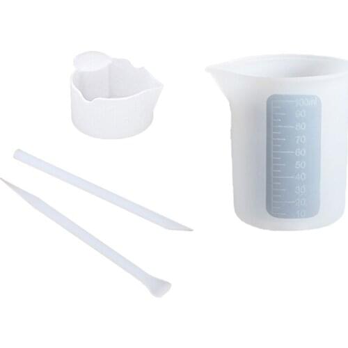 1 Set Nonstick Silicone Measuring Cup Card Slot Cup Dispensing Cup Stirring Rods