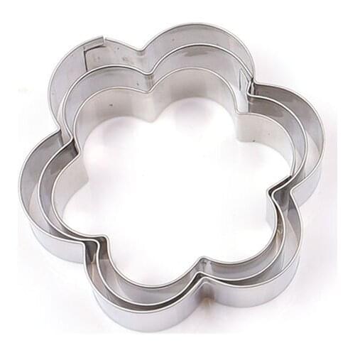 3pcs/Set Stainless Steel Chocolate Chip Cookies Flower Cookie Cutter Fondant Biscuit Cutter