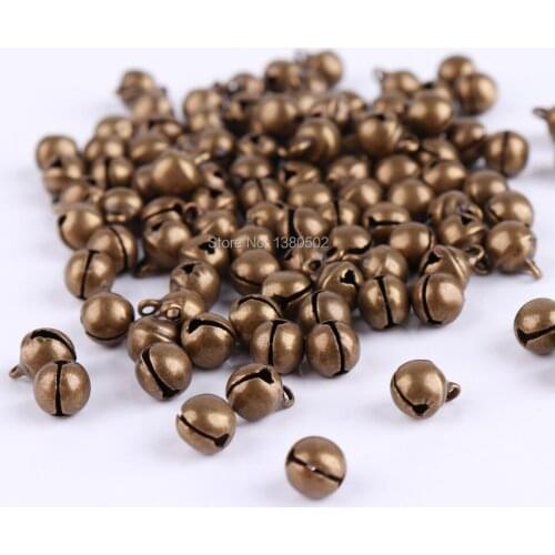 500pcs/lot 7mm Bronze color Metal Loose Beads Christmas Jingle bell Jewelry Making Pendant Bracelet