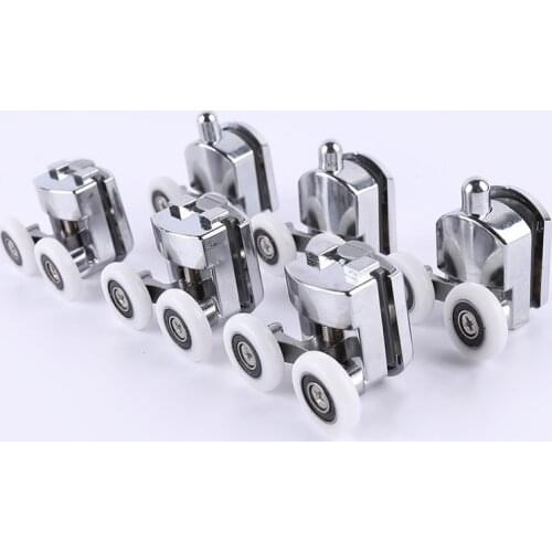 8pcs 23mm/25mm/27mm Shower Door Rollers Zinc Alloy Double-Wheel Sliding Shower Door Roller Bearing Wheel Runners Replacement