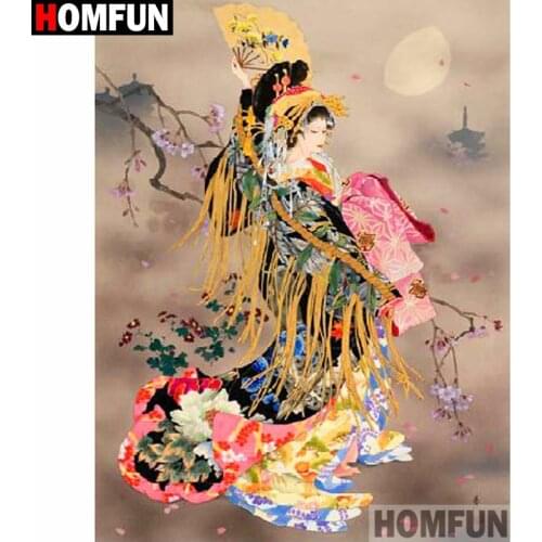 HOMFUN Full Square/Round Drill 5D DIY Diamond Painting "Japanese beauty" 3D Diamond Embroidery Cross Stitch Home Decor A20211