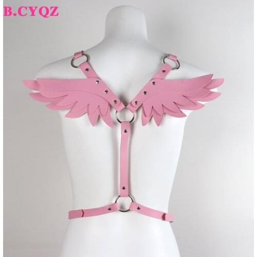 B.CYQZ Leather Harness Bondage Cosplay Wing High Waist Belt Punk Suspender Sexy Lingerie Fashion Accessories Party Rave Clothes