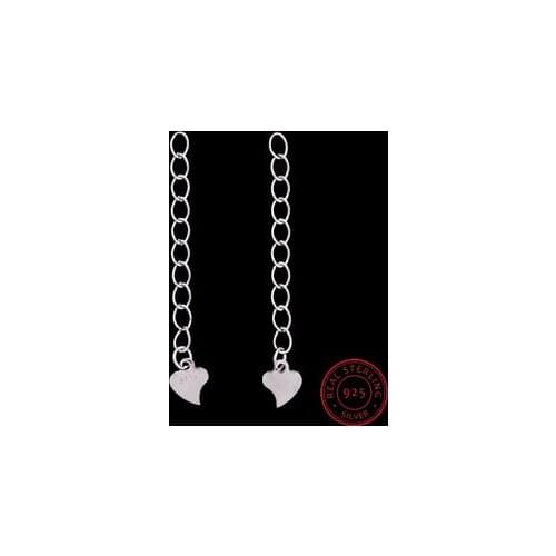 2 PCs 925 Sterling Silver Extender Chain For Jewelry Necklace Bracelet Heart Findings Accessories For Women 30mm(1 1/8")