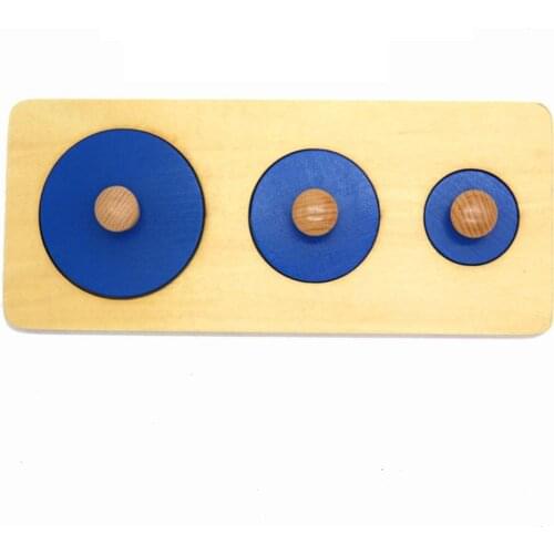 Wooden 3 Circles Baby Grasping Panel Board Puzzle Kids Preschool Educational Toy