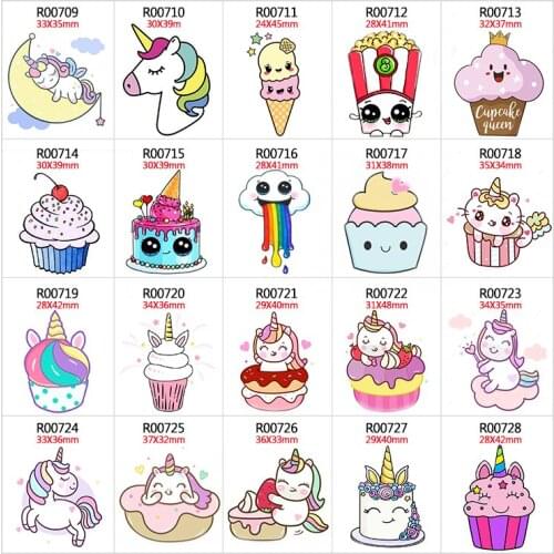 Unicorn Cake Ice Cream Resin Flat Hair Bow Flat Craft DIY Decoration 30pcs/lot