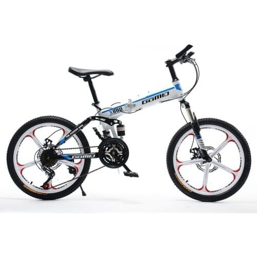 Mountain Bike Student Children 20 Inch 21 Speed Folding Double Shock Off Road Men and Women Bicycle