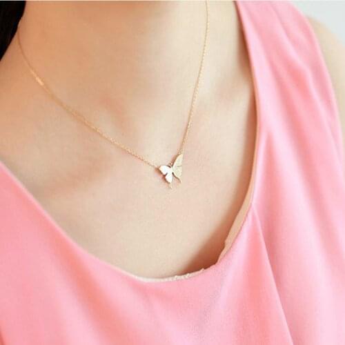 Hfarich Gold Butterfly Pendant Necklace Sweater Chain Necklace Free Shipping Drop Shipping Wholesale