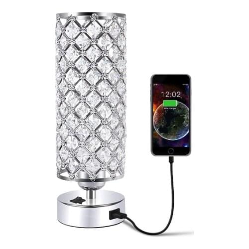 Crystal retro table lamp bedroom bedside lamp crystal simple modern Nordic warm adjustable light