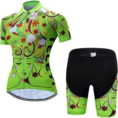 Teleyi Pro Team Outdoor Womens Cycling Jersey Set Sport Bicycle Clothes Cycling Clothing Ropa Ciclismo Mountain Bike Jersey Set