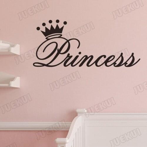 Crown Art Word Personalized Name Removable Wall Stickers for Nuresery Kids Room Girls Bedroom Vinyl Wall Decals Poster TA489