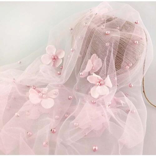 Multi-color Soft Three-dimensional Beaded Embroidered Mesh Fabric Wedding Dress Childrens Clothing Accessories
