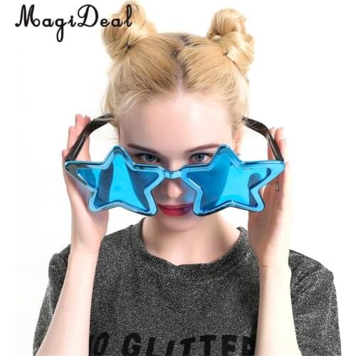 Fashion Shiny Metallic Large Blue Star Glasses Photo Prop Party Favors Birthday Carnivals Event Costume Sunglasses Accessory