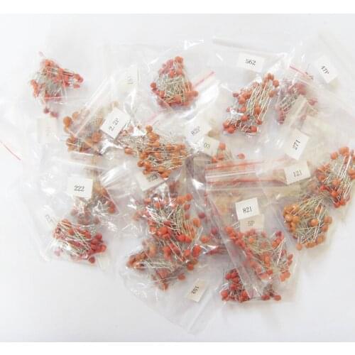 Free Shipping 50V Ceramic Capacitor Assortment Kit Pack 44valuesX50pcs=2200pcs 1PF~821