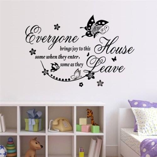 Everyone Bring Joy to this home wall stickers butterfly flower 8455 Creative Quotes Decal Art Bedroom Decoration