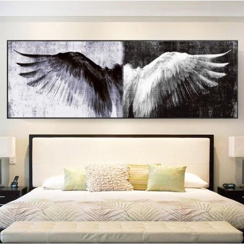 Black And White Wings Retro Decor Wall Art Canvas Painting Posters And Prints Abstract Vintage Wing Picture For Living Room