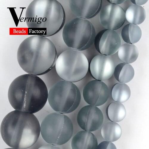 Natural Matte Black Grey Austrian Crystal Stone Round for Jewelry Making 6-12mm Beads Bracelet Necklace Accessories Wholesale