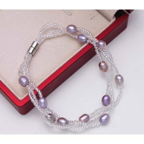 New Natural Pearl Bracelet Multi Color High Quality Freshwater Pearl Bracelets Cuff Bangles Wrap Beads Bangles Fit Women Girl