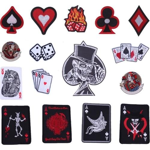 New Arrival Poker Dice Hi-Hop Punk Style Iron on Patches Cool DIY Embroidered Patches for Clothes Kids Women Backpack Decoration