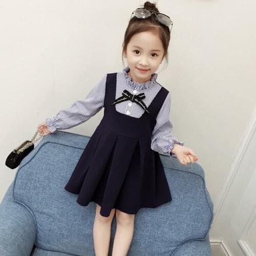 2019 New Spring Baby Girls Dress Brand Cotton Bow Children Long Sleeve Dress Kids Beautiful Toddler Costume Suit School Dress