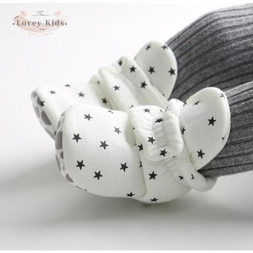 2020 Autumn Winter Toddler Baby Girl Boy Cotton Soft Shoes First Walkers Flats Shoes Cute Anti-slip Star Print Sneaker