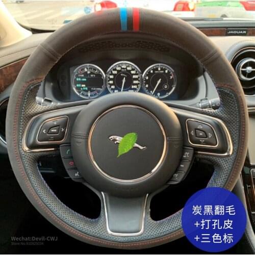 Steering Wheel Cover For JAGUAR XF XJL XE F-PACE F-TYPE Unique Stitching Design Leather Hand-Stitch Grip Car interior accessorie