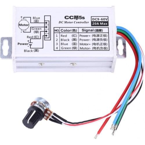 DC 9-60V 20A PWM Motor Speed Controller Stepless Regulator Pulse Width Modulator Motor Speed Regulating Switch