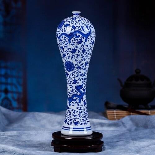 Blue and white antique porcelain Dragon vases
