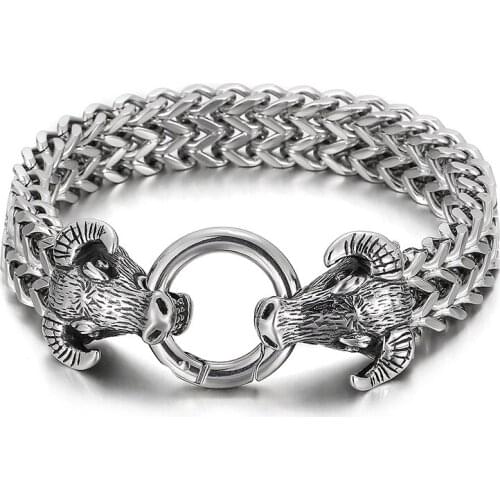 HAOLYNJOY Vintage Zodiac Bull Accessories Mens Black Steel Bull Style Bracelet