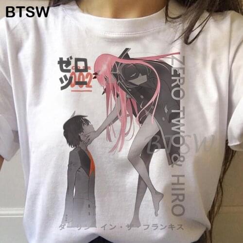 2021 T-shirt Zero TWO Women Darling in the Franxx Anime Harajuku Girl Print Women Tops Loose Summer Short Sleeve Female T-shirt