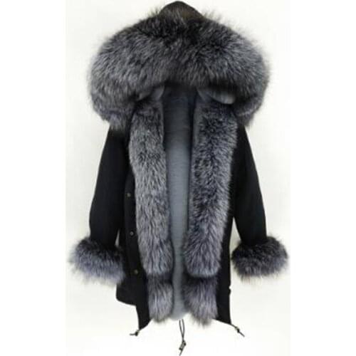 2020 new fashion natural fox fur collar real fur coat faux Fur Liner women coat winter Long jacket parka