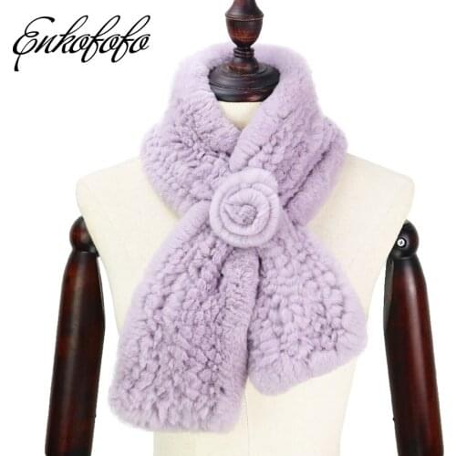 Winter Women Natural Rex Rabbit Fur Shawl Fashion Long Real Fur Scarf Female Rabbit Fur Ring Coat Decoration Floral Fur Collar