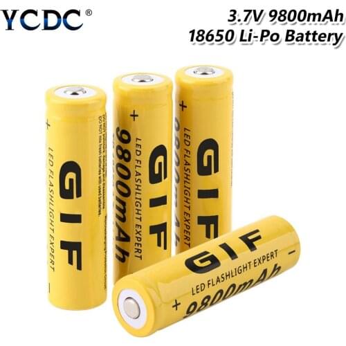 1/2/4/6/8 Pieces GTF 18650 Battery Rechargeable Battery 3.7 V 18650 9800mAh Li-ion Lithium-ion Batteries LED Light Torch Bateria