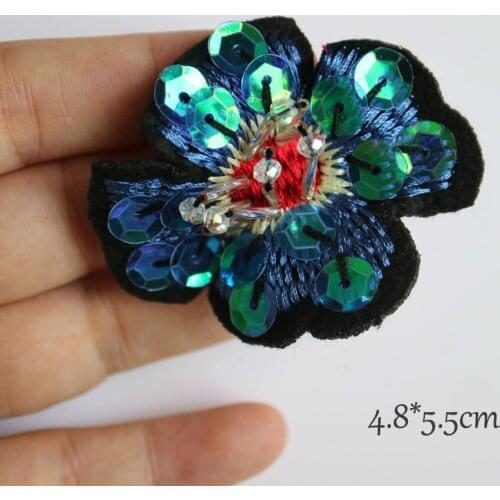 1pc Handmade flower rhinestone beaded patches for clothing DIY sew patch embroidered applique decorative sequins Parches