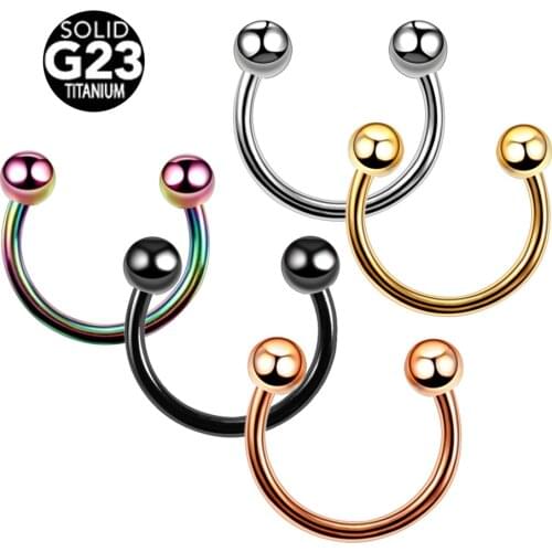 1PC G23 Titanium Nose Ring Circular Barbell Piercing Lip Horseshoe Rings Nose Hoop Stud Cartilage Earring Body Jewelry