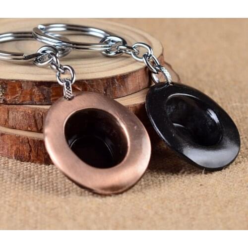 100pcs/lot Fashion Cowboy Hat Keychain Men Accessories Vintage Keyholder Antique bronze plated Keyring Key Chains Free Shipping