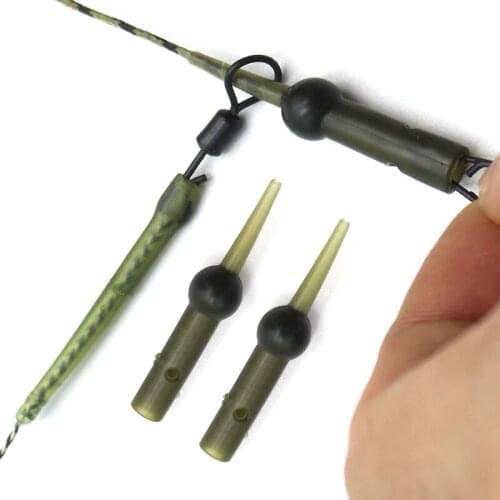15PCS Carp Fishing Tackle Chod Heli Buffer Sleeve Hair Carp Rig Connector Beads Dark Green Terminal Fishing Accessories Tools