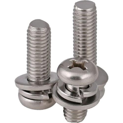 20PCS M3 M4 M5 M6 Button Head Cross Screw Sping/Flat Washer A4 316 Stainless Steel