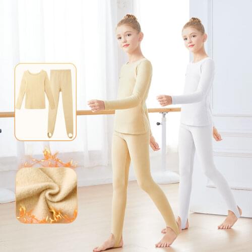 Winter Girls Warm Thick Velvet Kids Children Nude Clothing Set Ballet Dance Underwear&Ballet Pantyhose